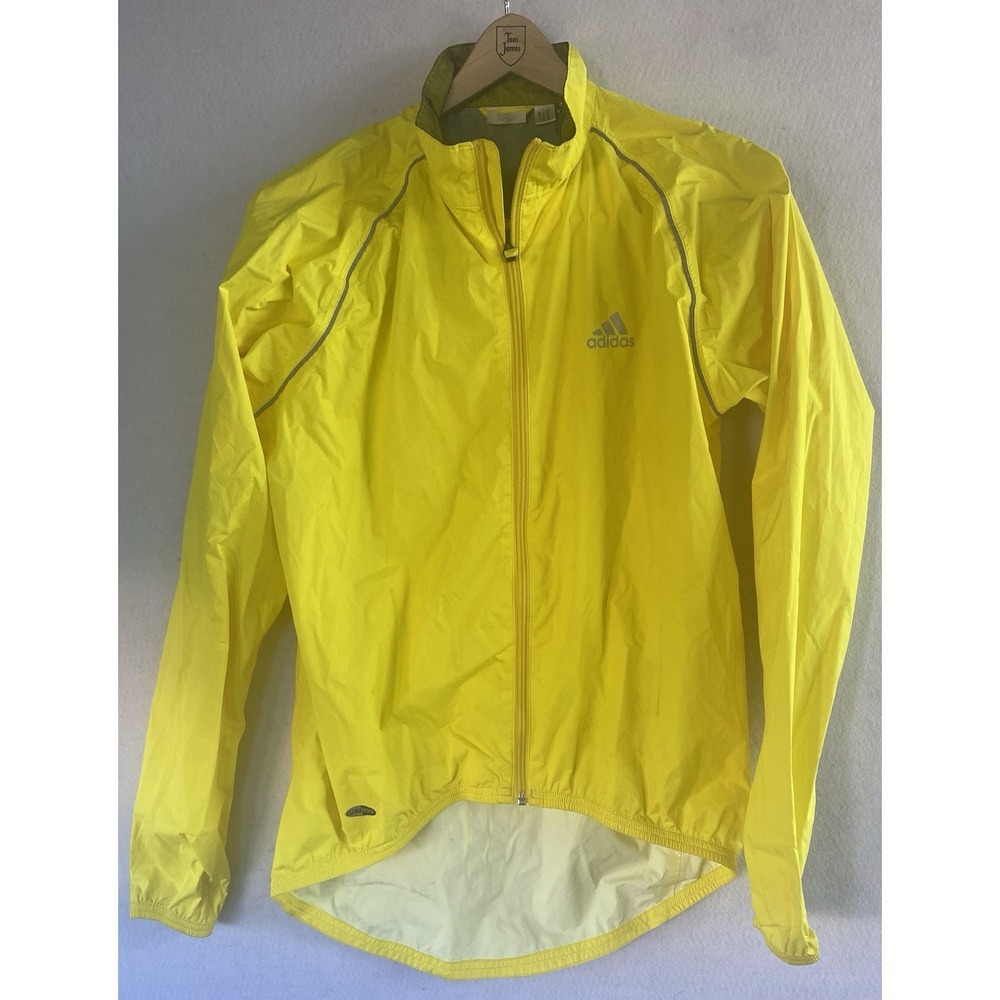 Adidas Climaproof Bright Yellow Athletic Windbreak Full‎ Zip Mens Small